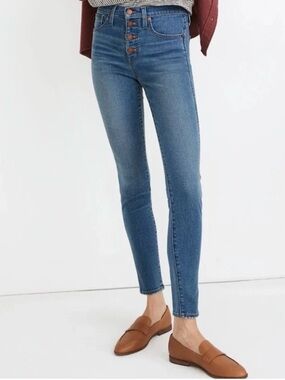 Madewell Women’s 10" High-Rise Skinny Crop Jeans Button Fly Mid Wash Sz 30 NWT